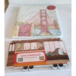 Galison San Francisco Sticky Notes + Journal Notebook Golden Gate Trolly Car New